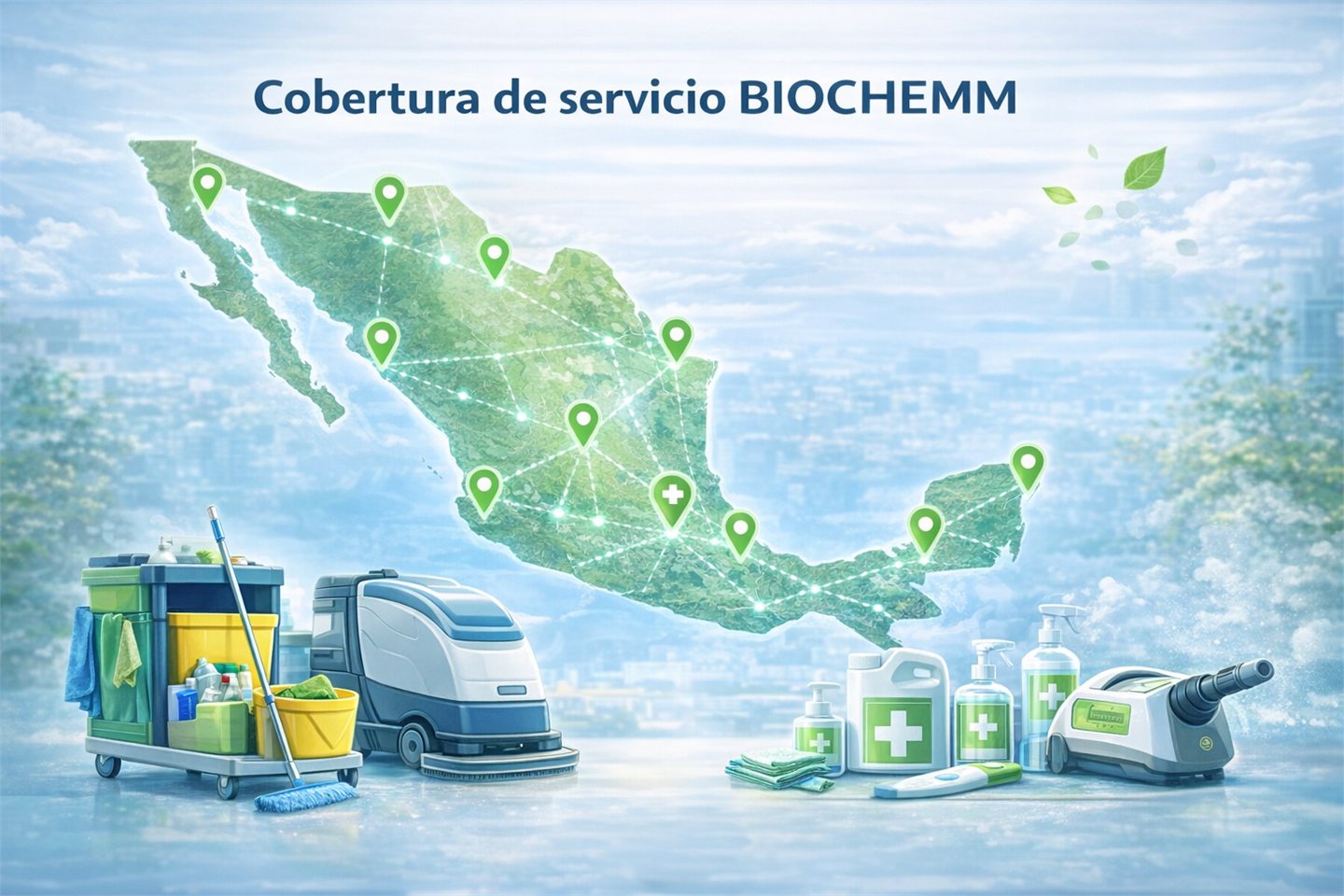 Cobertura de servicio BIOCHEMM para empresas y comercios en la region